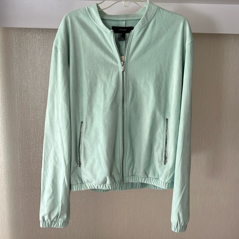 Vintage Mint Green Women's Zip Up Jacket